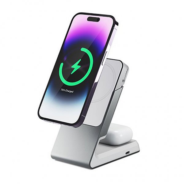 ALOGIC Matrix 2-in-1 yleismagneettinen lataustelakka MagSafe Valkoinen
