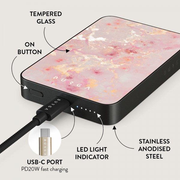 Burga Powerbank MagSafe 5000 mAh Golden Coral Harmaa