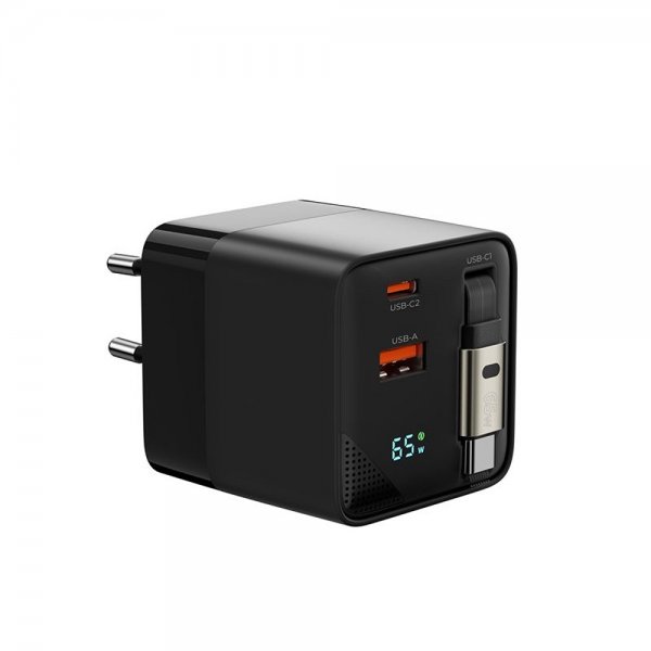Mobile Origin -laturi näytöllä, GaN 65W, sisäänrakennettu USB-C-kaapeli