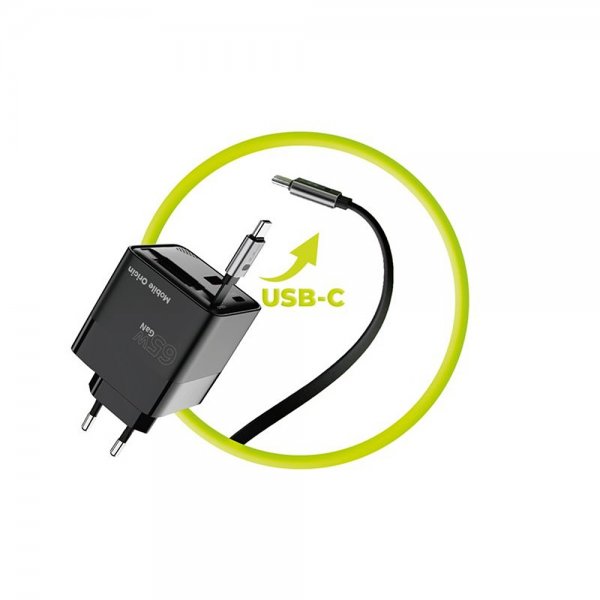 Mobile Origin -laturi näytöllä, GaN 65W, sisäänrakennettu USB-C-kaapeli