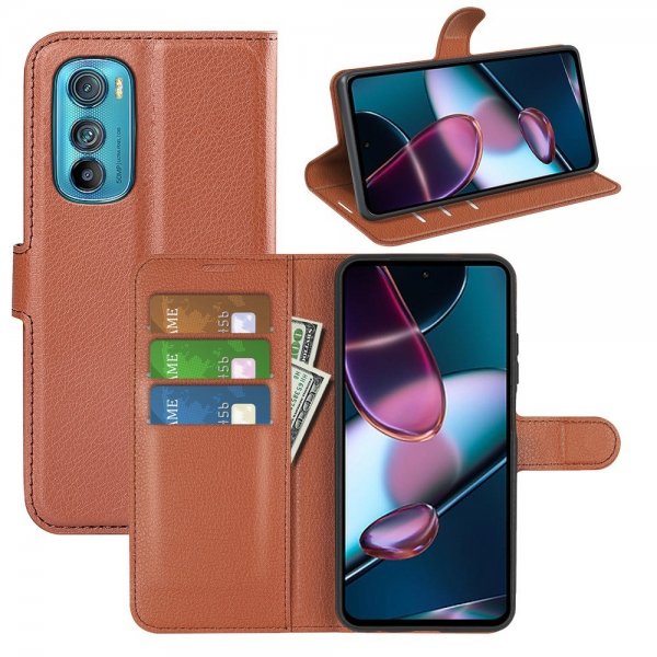 Motorola Edge 30 Kotelo Litsi Ruskea