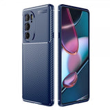 Motorola Edge 30 Pro Suojakuori Hiilikuitukuviointi Sininen