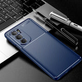 Motorola Edge 30 Pro Suojakuori Hiilikuitukuviointi Sininen