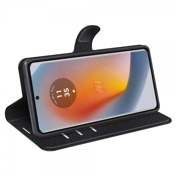 Motorola Edge 50 Fusion Kotelo Litsi Musta