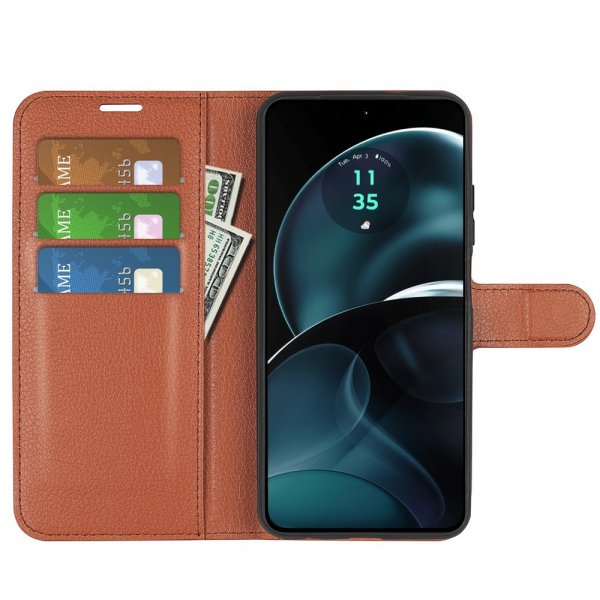 Motorola Moto G14 Suojakotelo Litsi Ruskea