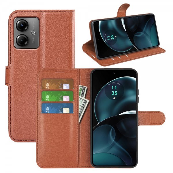 Motorola Moto G14 Suojakotelo Litsi Ruskea