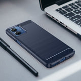 Motorola Moto G14 Suojakuori Harjattu hiilikuitukuviointi Sininen