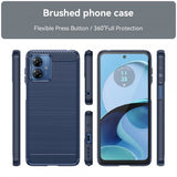 Motorola Moto G14 Suojakuori Harjattu hiilikuitukuviointi Sininen