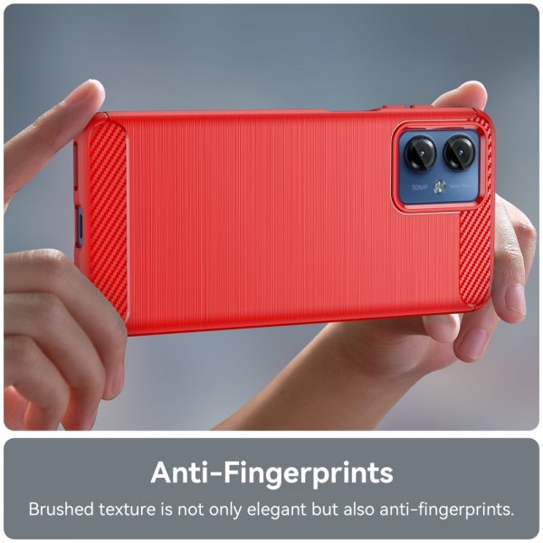 Motorola Moto G14 Kuori Harjattu hiilikuitukuvio Punainen