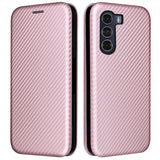 Motorola Moto G200 Hiilikuitukuvioitu suojakuori Ruusukulta