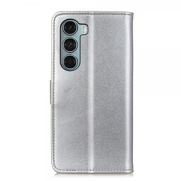 Motorola Moto G200 -kotelo, nahkarakenne, hopea