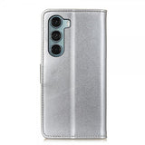 Motorola Moto G200 -kotelo, nahkarakenne, hopea