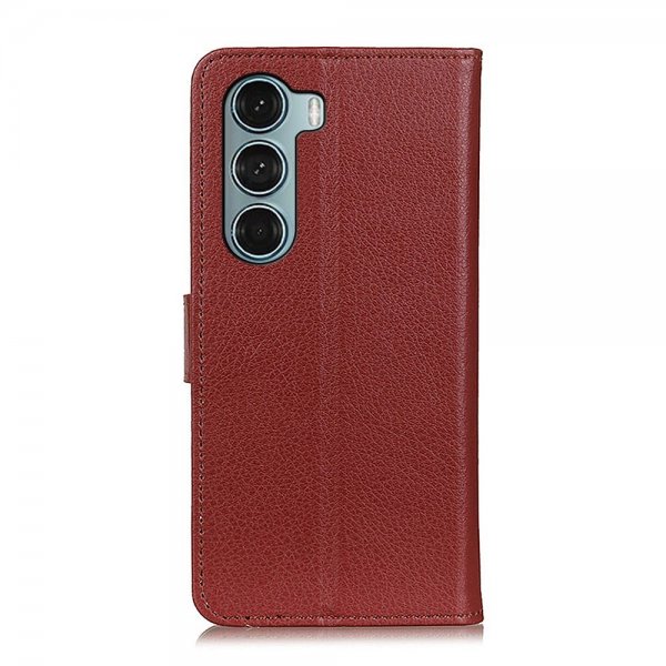 Motorola Moto G200 Litsi Nahkainen Kotelo Ruskea