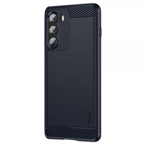 Mofi Motorola Moto G200 Kuori Harjattu hiilikuitukuvio Sininen