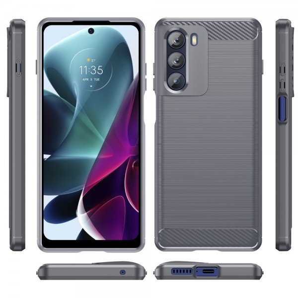 Motorola Moto G200 Kuori Harjattu hiilikuitukuvio Harmaa