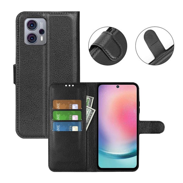 Motorola Moto G23 jalustallinen suojakotelo, musta