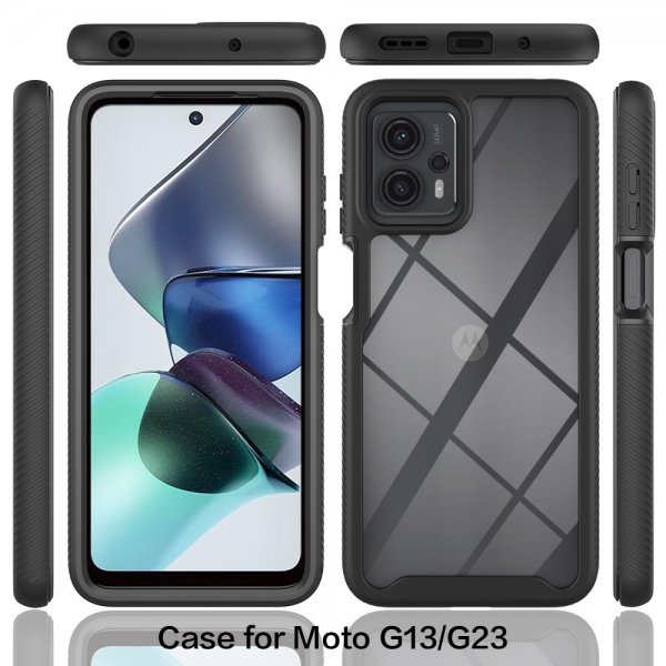Motorola Moto G23 Kuori sisäänrakennetulla näytönsuojalla, violetti