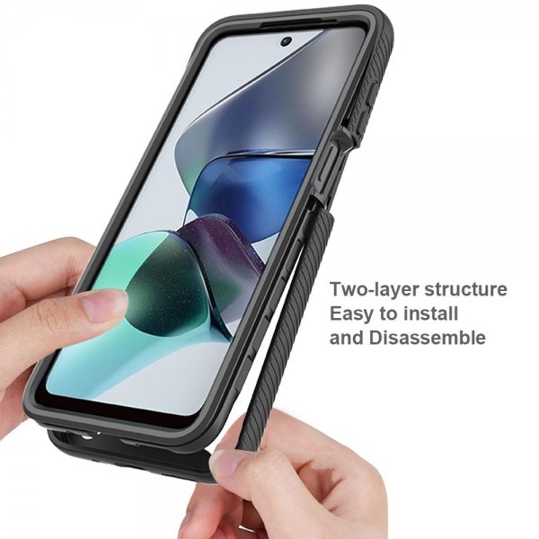 Motorola Moto G23 Kuori sisäänrakennetulla näytönsuojalla Punainen