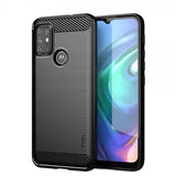 Mofi Motorola Moto G30 -kuori, harjattu hiilikuitukuvio, musta
