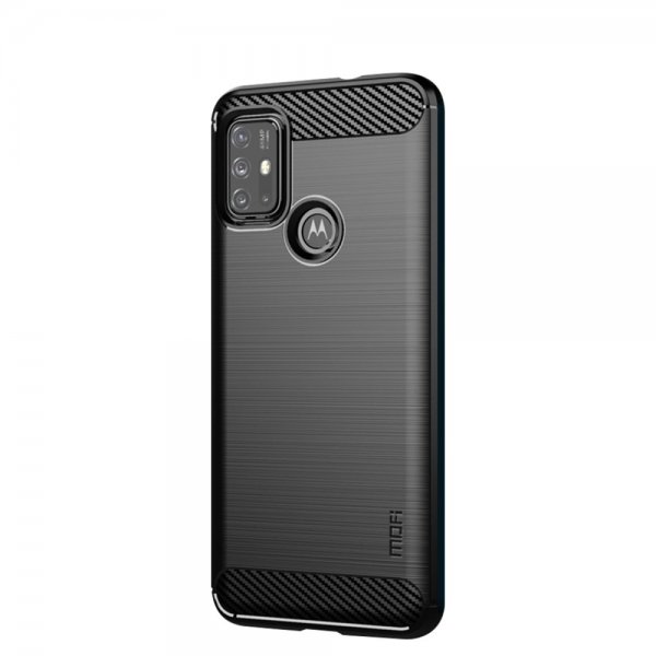 Mofi Motorola Moto G30 -kuori, harjattu hiilikuitukuvio, musta