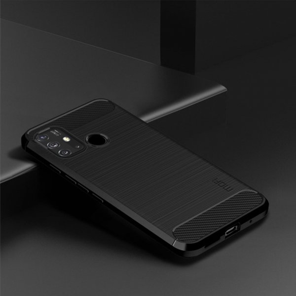 Mofi Motorola Moto G30 -kuori, harjattu hiilikuitukuvio, musta