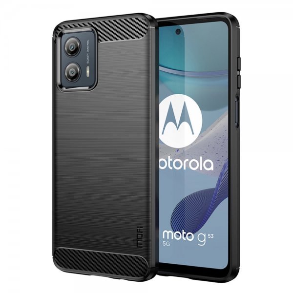 Mofi Motorola Moto G53 5G Kuori Harjattu hiilikuitukuvio Musta