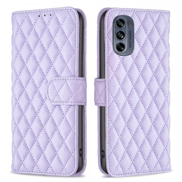 Motorola Moto G62 5G Kotelo Ruutukuvio Violetti