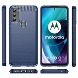 Motorola Moto G71 5G Suojakuori Harjattu Hiilikuitukuvio Sininen