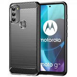 Motorola Moto G71 5G Suojakuori Harjattu Hiilikuitukuvio Musta