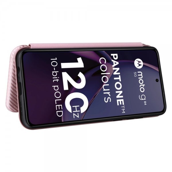 Motorola Moto G84 Hiilikuitukuvioitu Suojakuori Ruusukulta