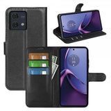 Motorola Moto G84 Litsi Nahkakotelo Musta
