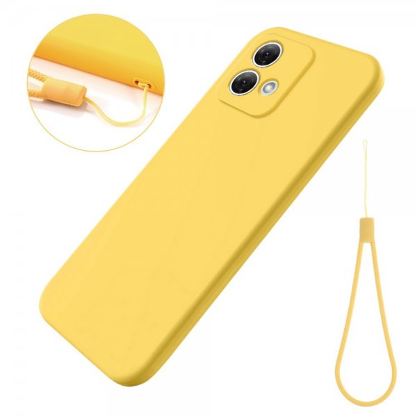 Motorola Moto G84 Kuoret hihnalla, silikoni, keltainen