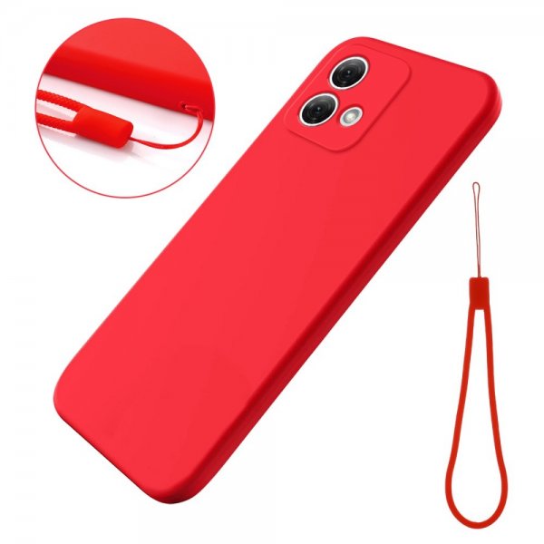 Motorola Moto G84 Kuoret hihnalla Silikoni Punainen