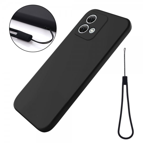 Motorola Moto G84 Kuoret hihnalla, silikoni, musta