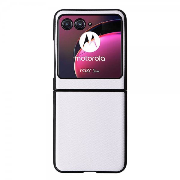 Motorola Razr 40 Ultra Kuori Hiilikuitukuvio Valkoinen