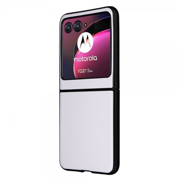 Motorola Razr 40 Ultra Kuori Hiilikuitukuvio Valkoinen