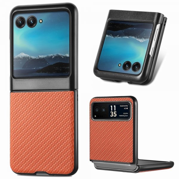 Motorola Razr 40 Ultra Kuori Hiilikuitutekstuuri Ruskea