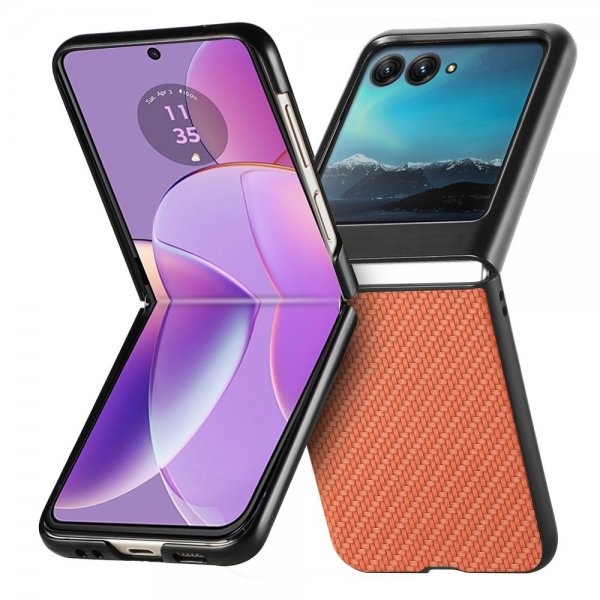 Motorola Razr 40 Ultra Kuori Hiilikuitutekstuuri Ruskea