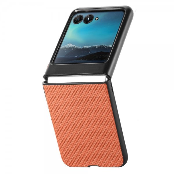 Motorola Razr 40 Ultra Kuori Hiilikuitutekstuuri Ruskea