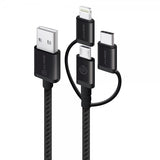 ALOGIC 3-in-1-kaapeli Micro USB/Lightning/USB-C 30 cm Musta