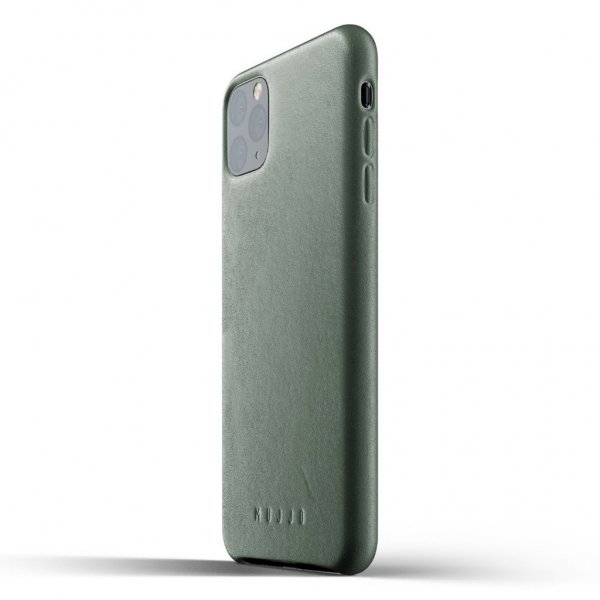 Mujjo iPhone 11 Pro Max -kuori, täysnahkainen, Slate Green