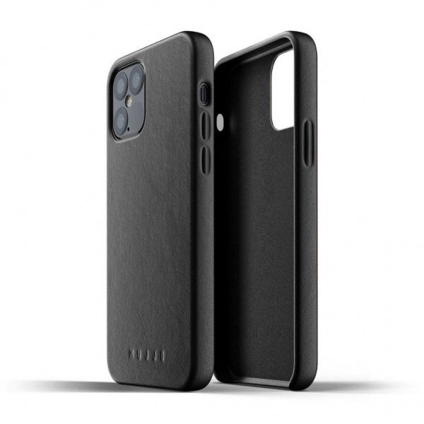 Mujjo iPhone 12/iPhone 12 Pro Kuori Full Leather Case Musta