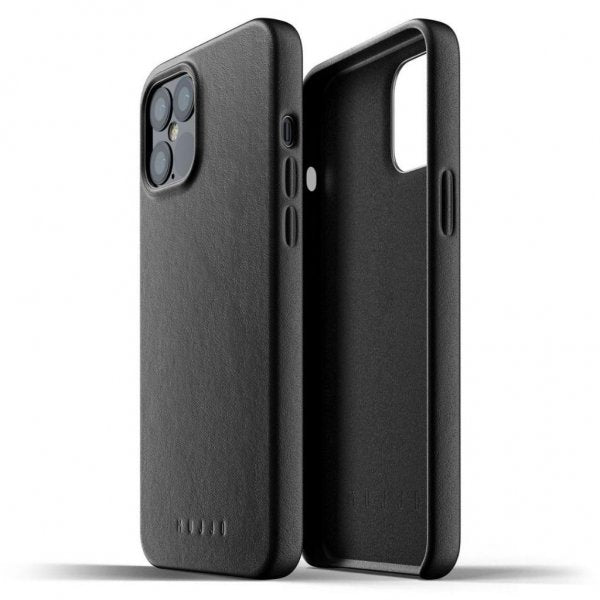 Mujjo iPhone 12 Pro Max Kuori Full Leather Case Musta