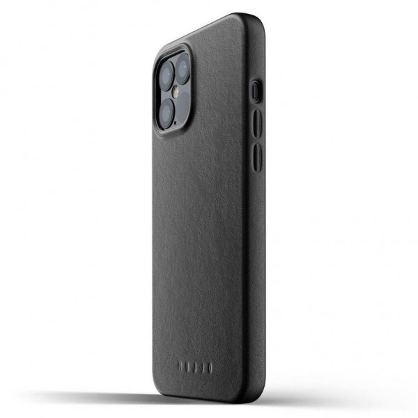 Mujjo iPhone 12 Pro Max Kuori Full Leather Case Musta