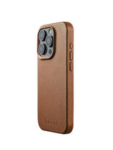 Mujjo iPhone 15 Pro -suojakuori, täysnahkainen, MagSafe, Dark Tan