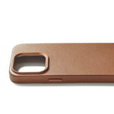 Mujjo iPhone 15 Pro -suojakuori, täysnahkainen, MagSafe, Dark Tan
