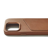 Mujjo iPhone 15 Pro -suojakuori Täysnahkainen lompakkokotelo MagSafe Dark Tan