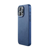 Mujjo iPhone 15 Pro Max -kotelo, täysin nahkainen kotelo MagSafe Monaco Blue