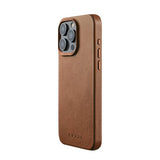 Mujjo iPhone 15 Pro Max -kotelo, täysin nahkainen MagSafe-kuori, Dark Tan