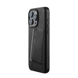 Mujjo iPhone 15 Pro Max Kuori Full Leather Wallet Case MagSafe Musta
